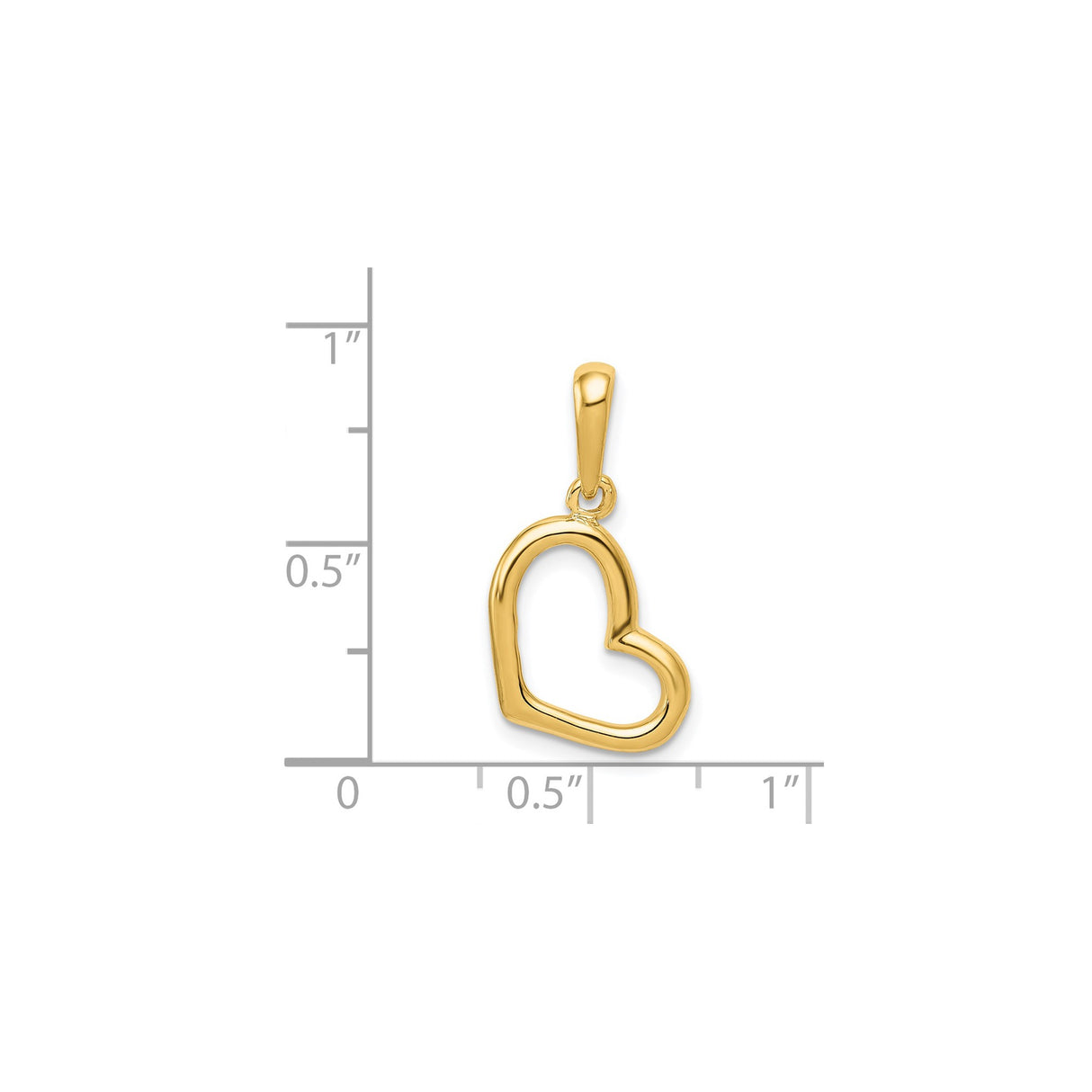 14k Yellow Gold Heart Pendant, Open Polished Heart Charm, Minimalist Romantic Jewelry for Women