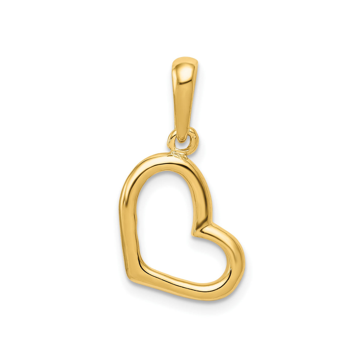 14k Yellow Gold Heart Pendant, Open Polished Heart Charm, Minimalist Romantic Jewelry for Women