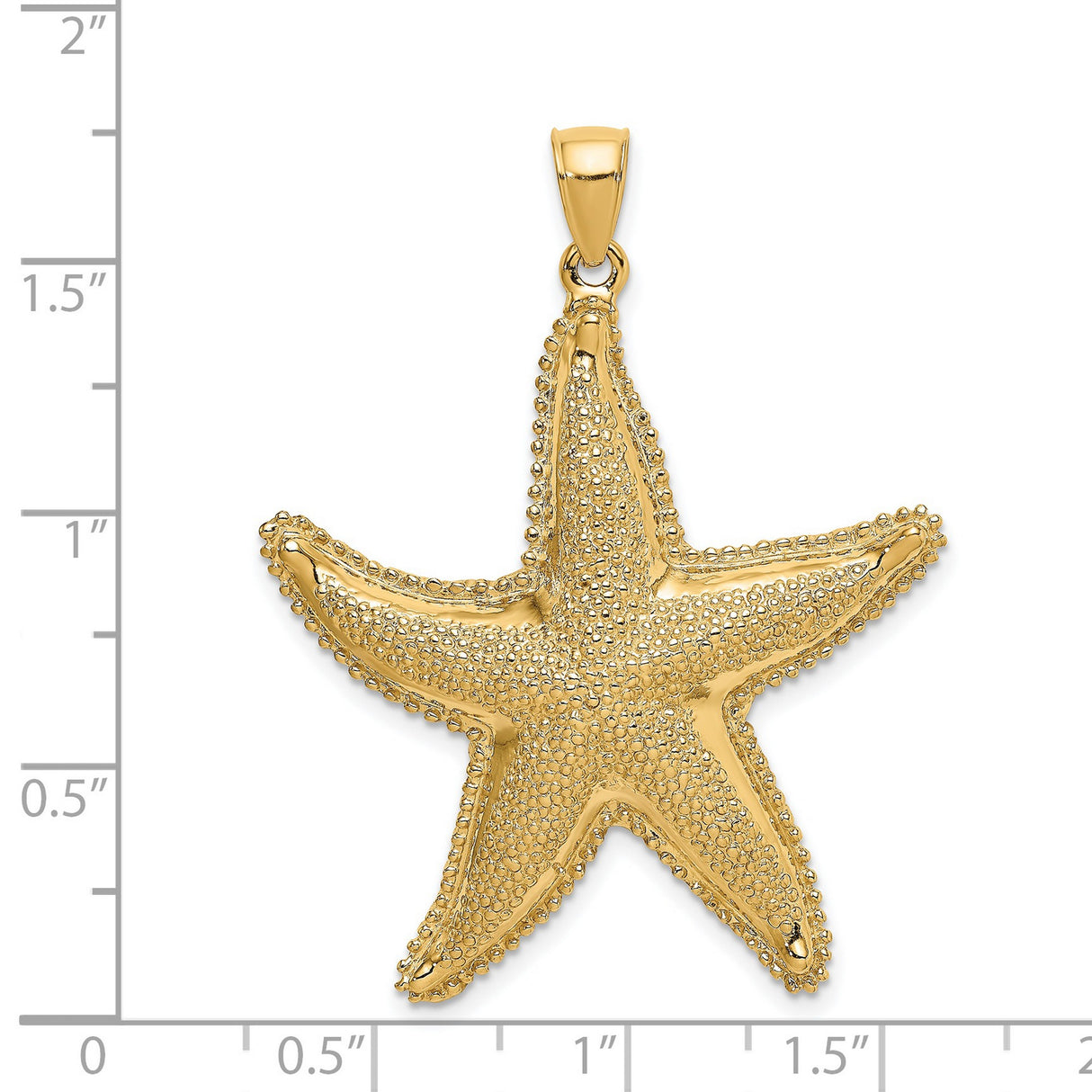 14k Yellow Gold Starfish Pendant, Textured Ocean Charm, Nautical Coastal Style for Women