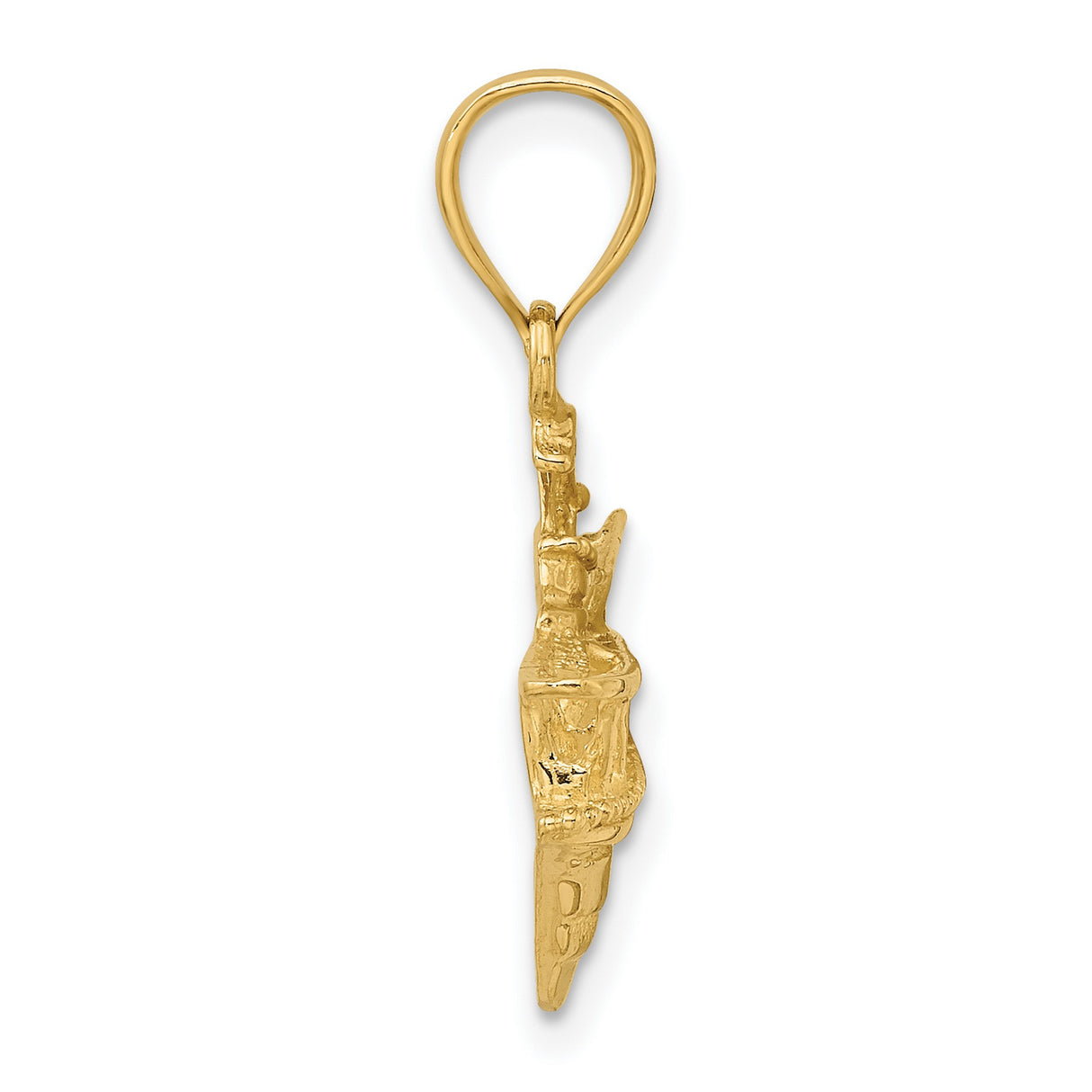 14k Yellow Gold Boat Pendant, Detailed Motor Yacht Charm, Nautical Jewelry for Men or Unisex