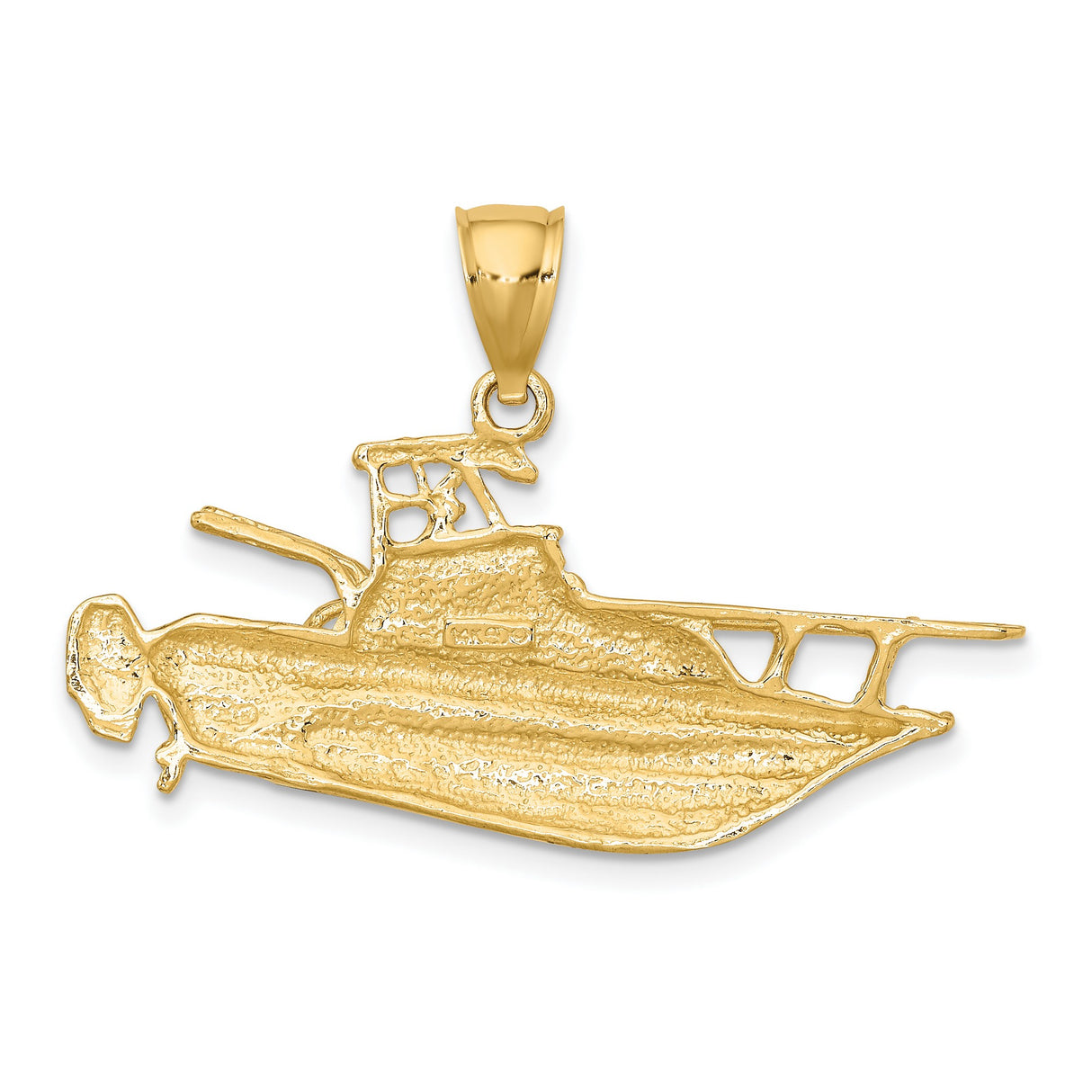 14k Yellow Gold Boat Pendant, Detailed Motor Yacht Charm, Nautical Jewelry for Men or Unisex