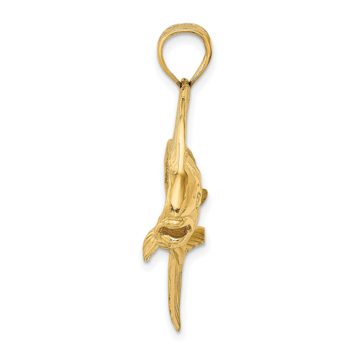 14k Yellow Gold Mahi Mahi Fish Pendant, Nautical Marine Charm for Men or Unisex Wear
