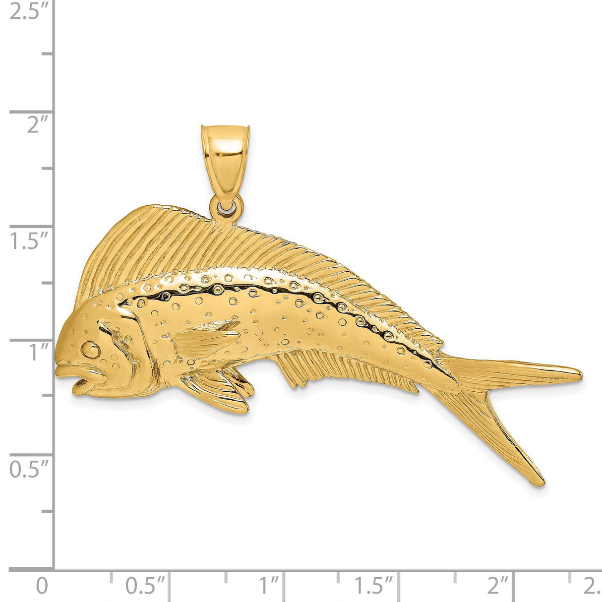 14k Yellow Gold Mahi Mahi Fish Pendant, Nautical Marine Charm for Men or Unisex Wear