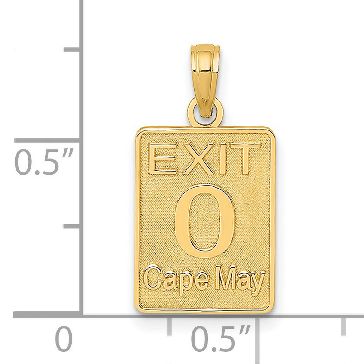 14k Yellow Gold Exit Zero Cape May Pendant, Road Sign Travel Charm Jewelry