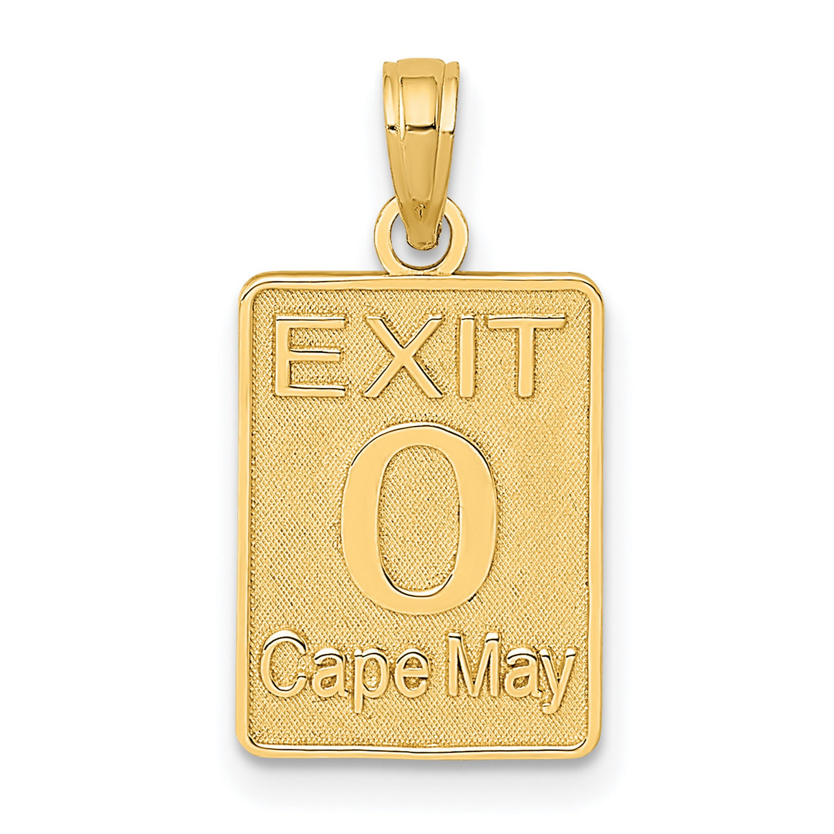 14k Yellow Gold Exit Zero Cape May Pendant, Road Sign Travel Charm Jewelry