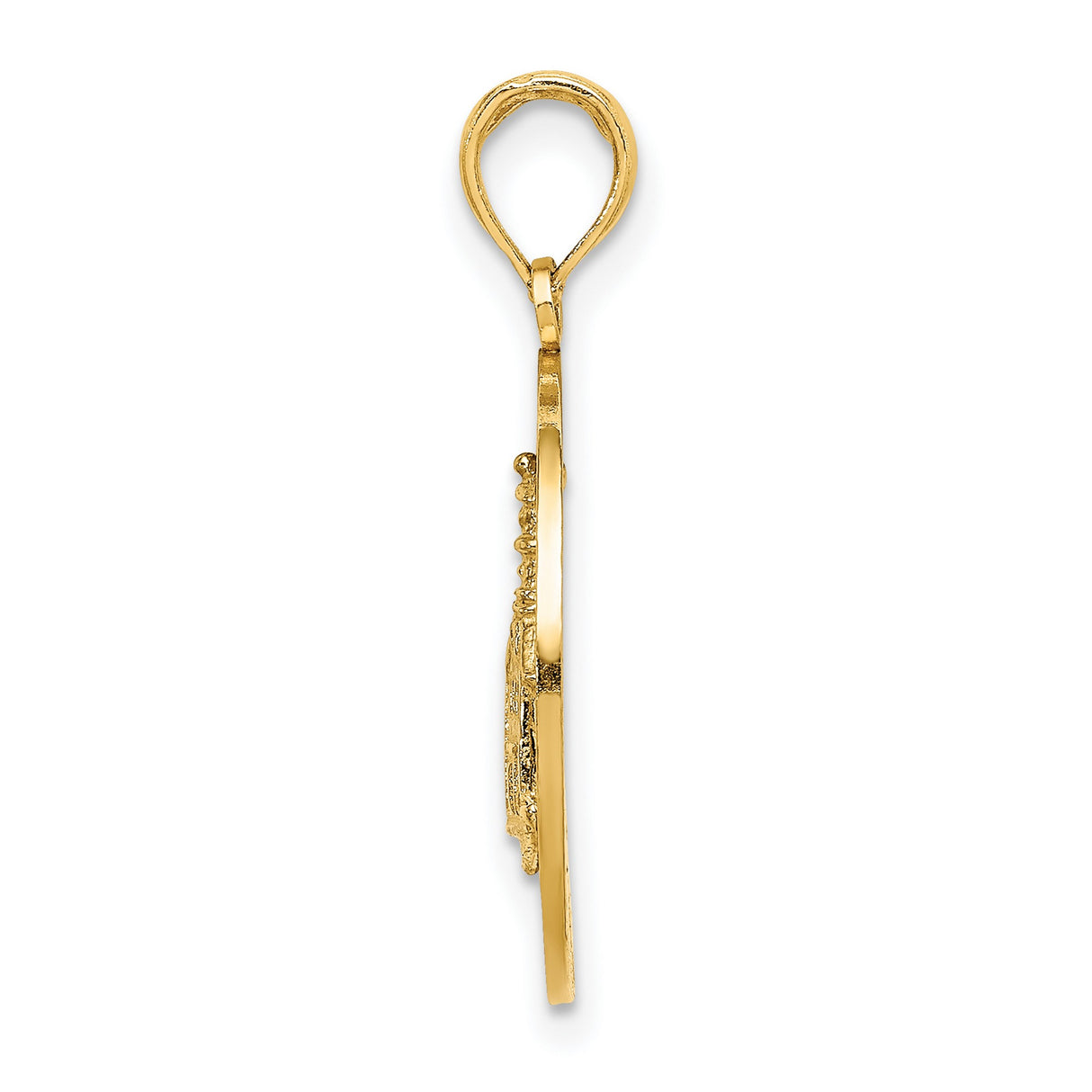 14k Yellow Gold Block Island Pendant with Circular Landmark Frame, Nautical Travel Theme