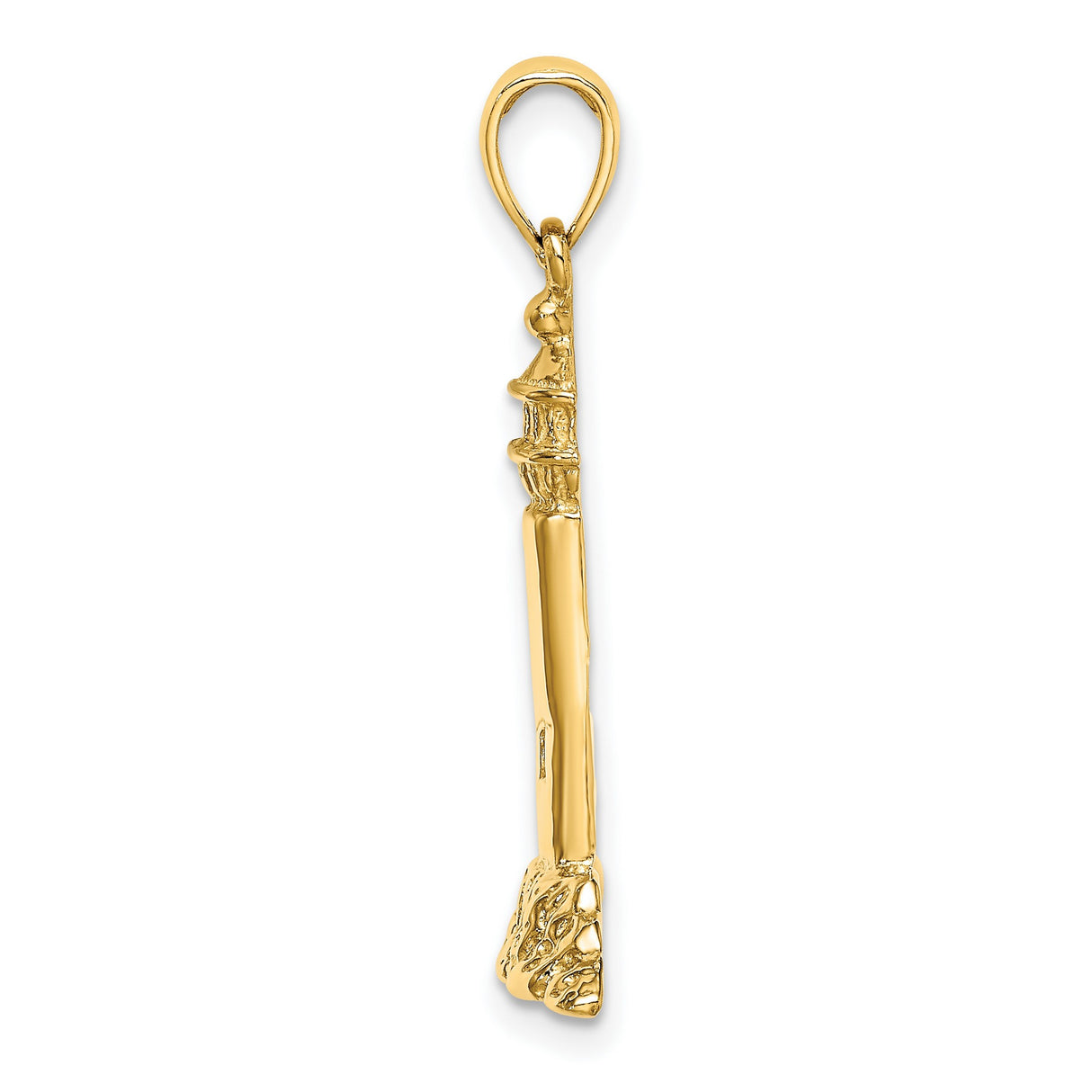 14k Yellow Gold Lighthouse Pendant with Cottage and Rocky Coast, Nautical Coastal Scene Charm