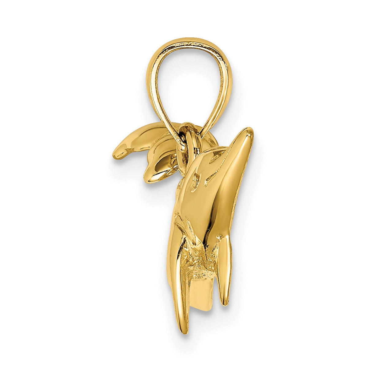 14k Yellow Gold Dolphin Pendant, Jumping Dolphin Design, Nautical Ocean Theme Charm