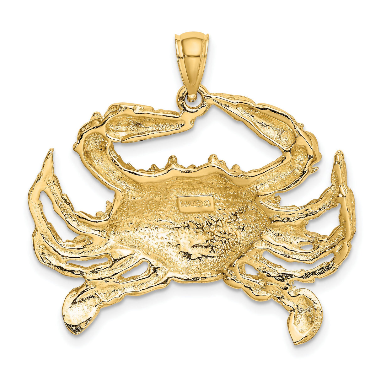 14k Yellow Gold Crab Pendant with Detailed Nautical Design, Symbol of Strength and Cancer Zodiac