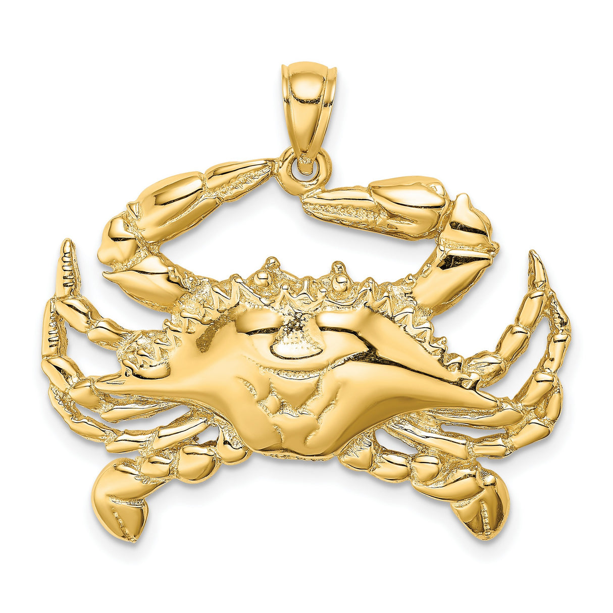 14k Yellow Gold Crab Pendant with Detailed Nautical Design, Symbol of Strength and Cancer Zodiac