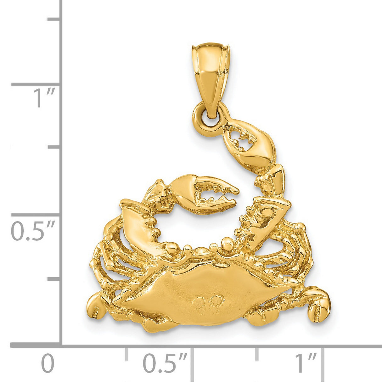 14k Yellow Gold Crab Pendant with Claw Detail, Nautical Zodiac Cancer Symbol Jewelry