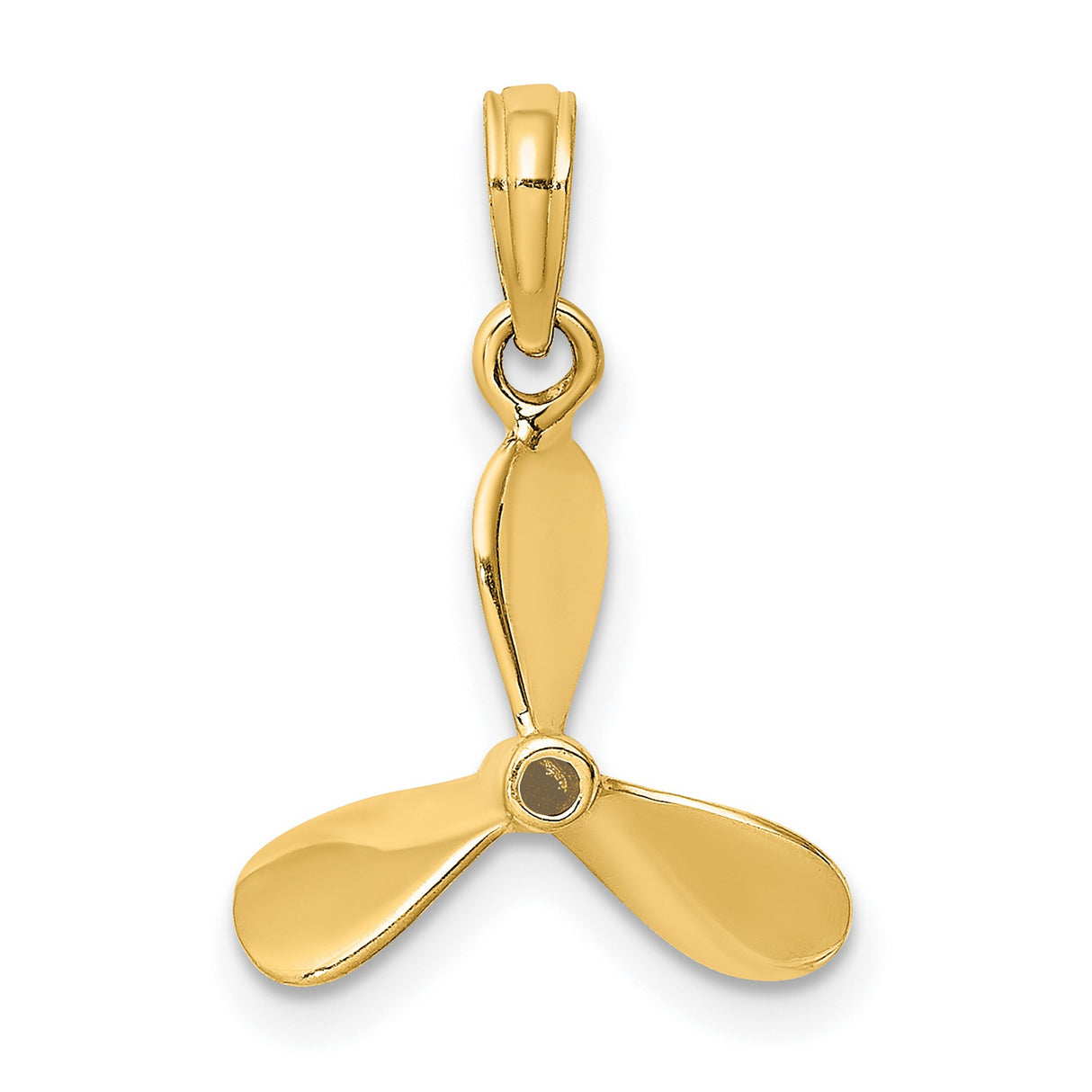 14k Yellow Gold Propeller Pendant, Nautical Three-Blade Charm for Men or Unisex Wear