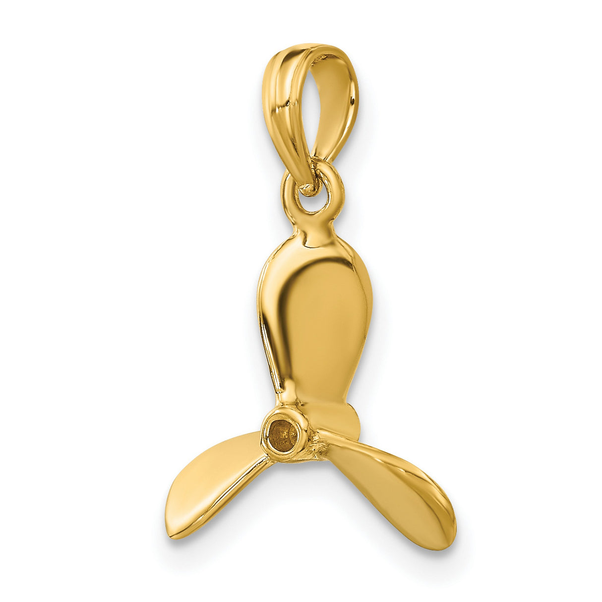 14k Yellow Gold Propeller Pendant, Nautical Three-Blade Charm for Men or Unisex Wear
