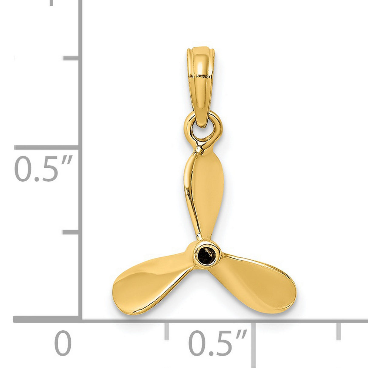 14k Yellow Gold Propeller Pendant, Nautical Three-Blade Charm for Men or Unisex Wear
