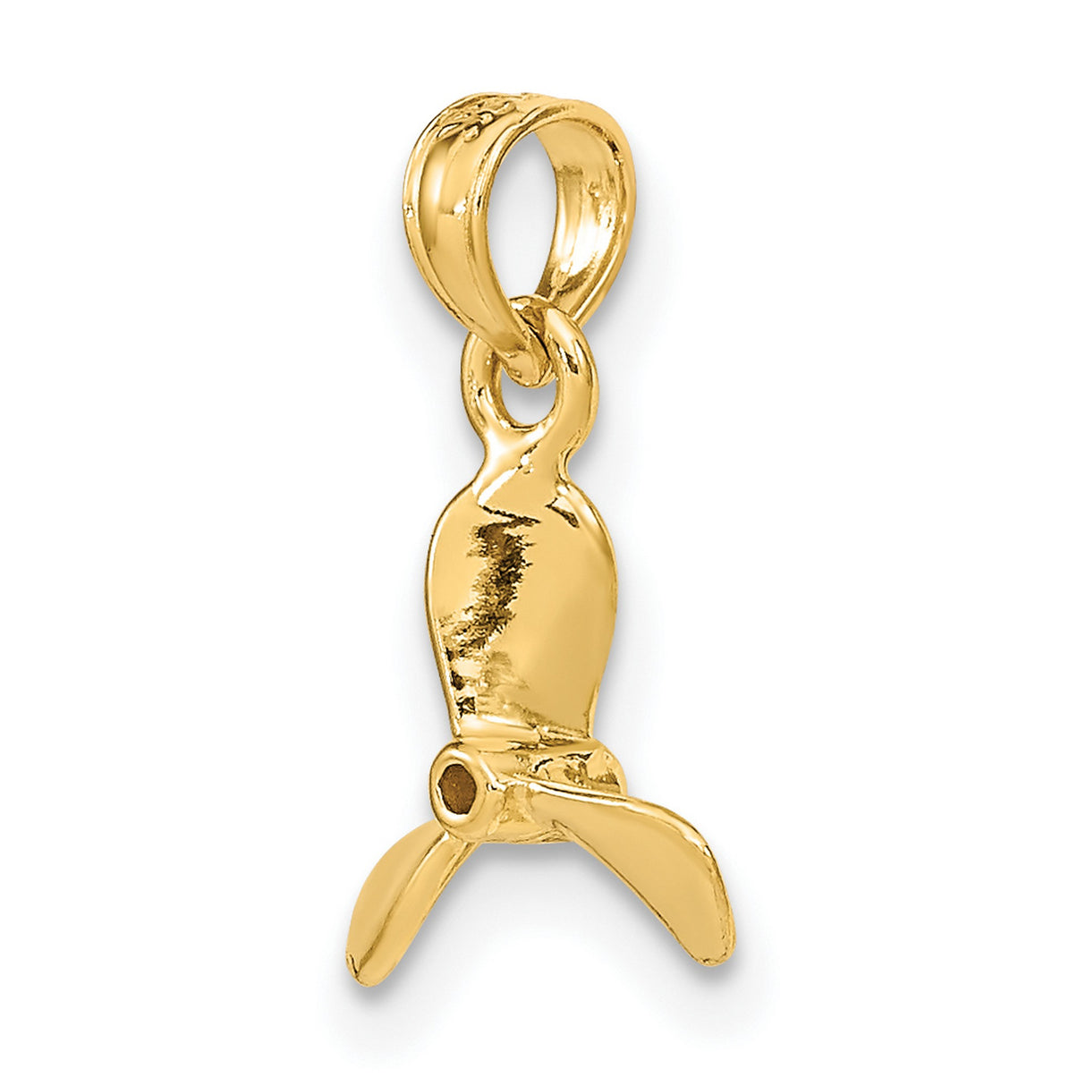 14k Yellow Gold Propeller Pendant, Nautical Three Blade Maritime Charm for Men or Unisex