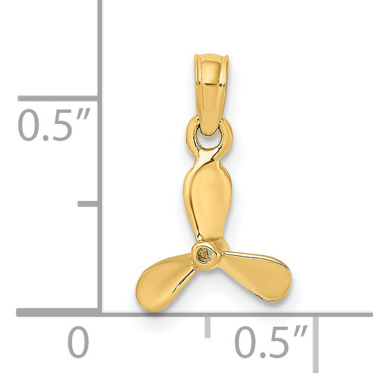 14k Yellow Gold Propeller Pendant, Nautical Three Blade Maritime Charm for Men or Unisex