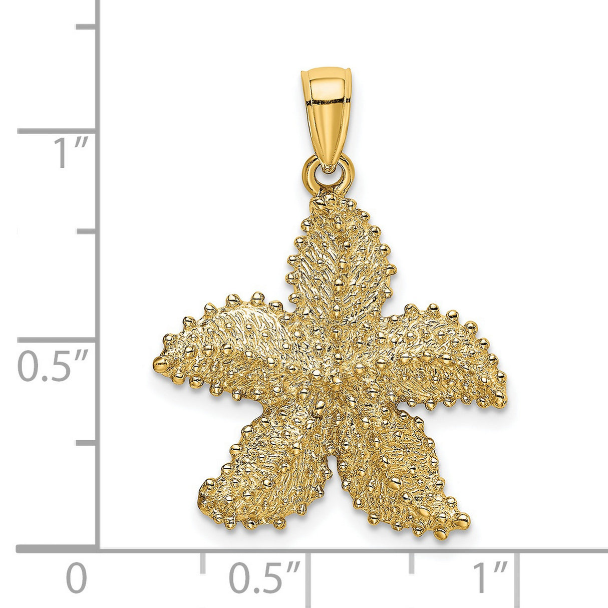 14k Yellow Gold Starfish Pendant with Textured Design, Ocean Theme Charm for Women