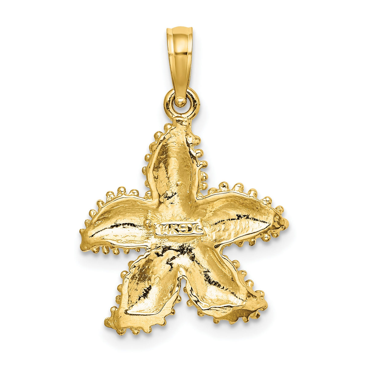 14k Yellow Gold Starfish Pendant, Textured Nautical Coastal Charm for Women