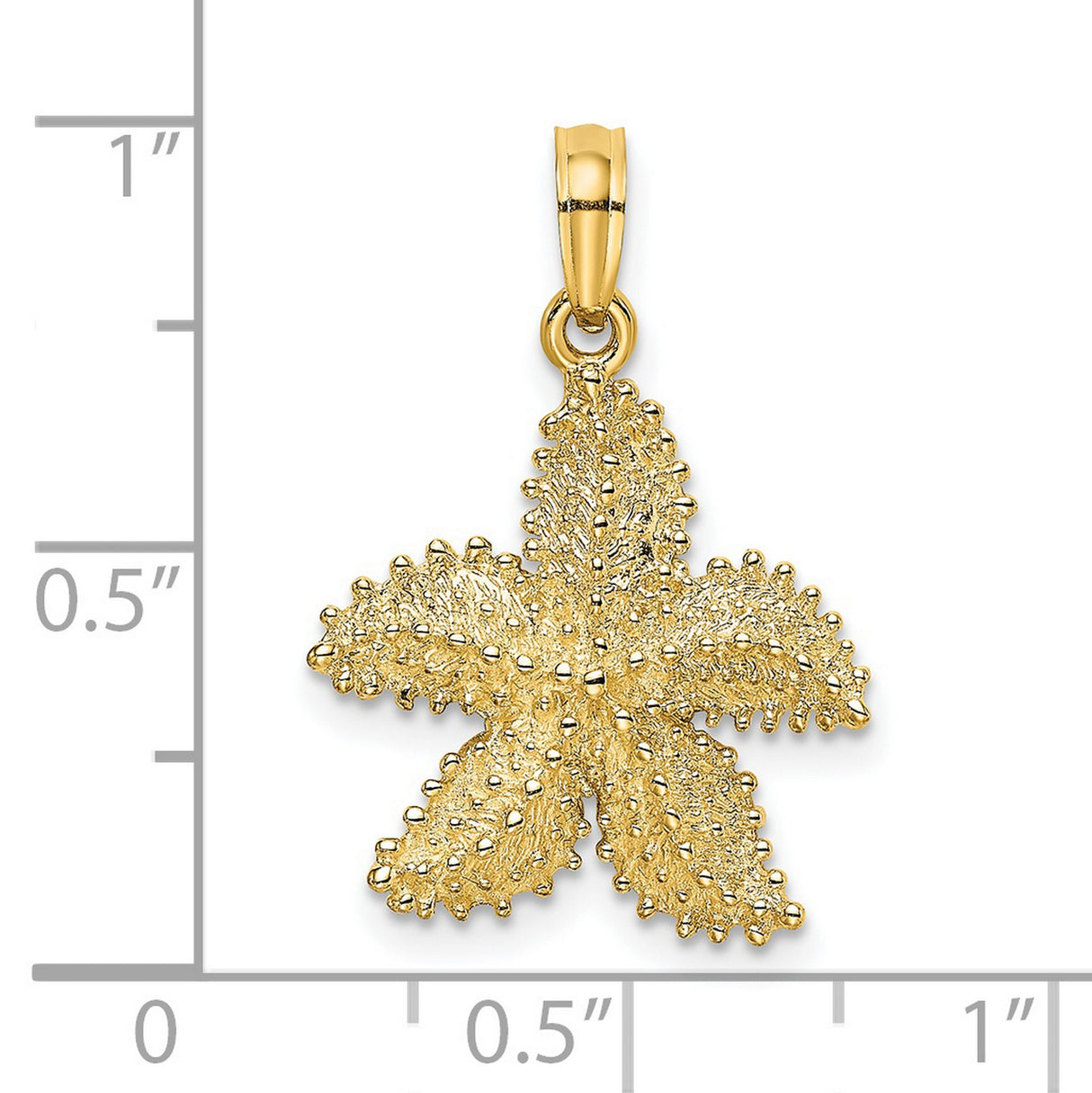 14k Yellow Gold Starfish Pendant, Textured Nautical Coastal Charm for Women