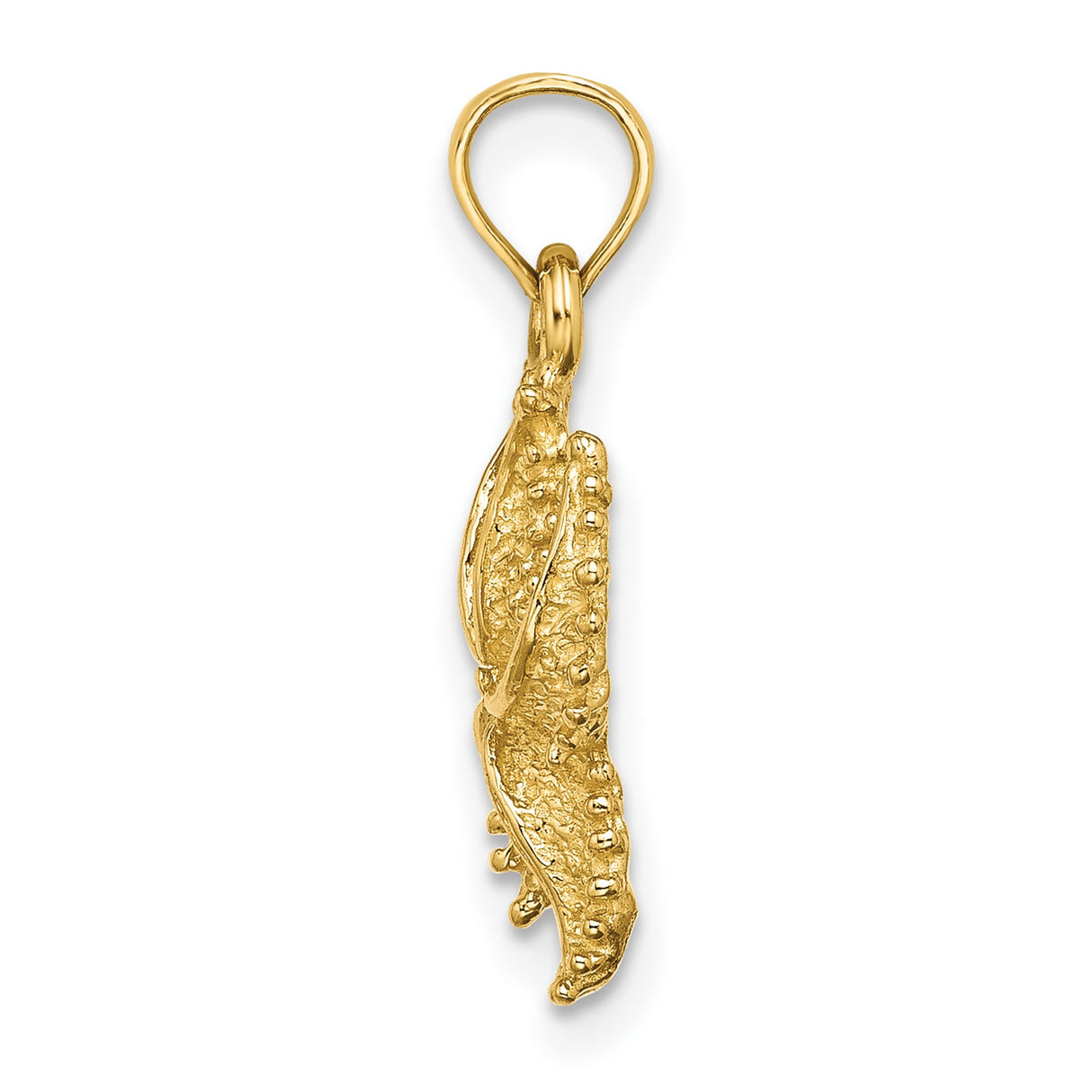 14k Yellow Gold Starfish Pendant Charm with Textured Detailing and Polished Finish