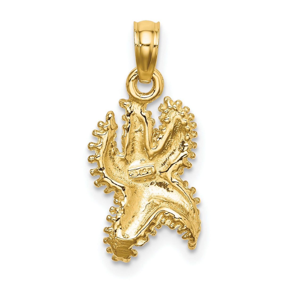 14k Yellow Gold Starfish Pendant Charm with Textured Detailing and Polished Finish