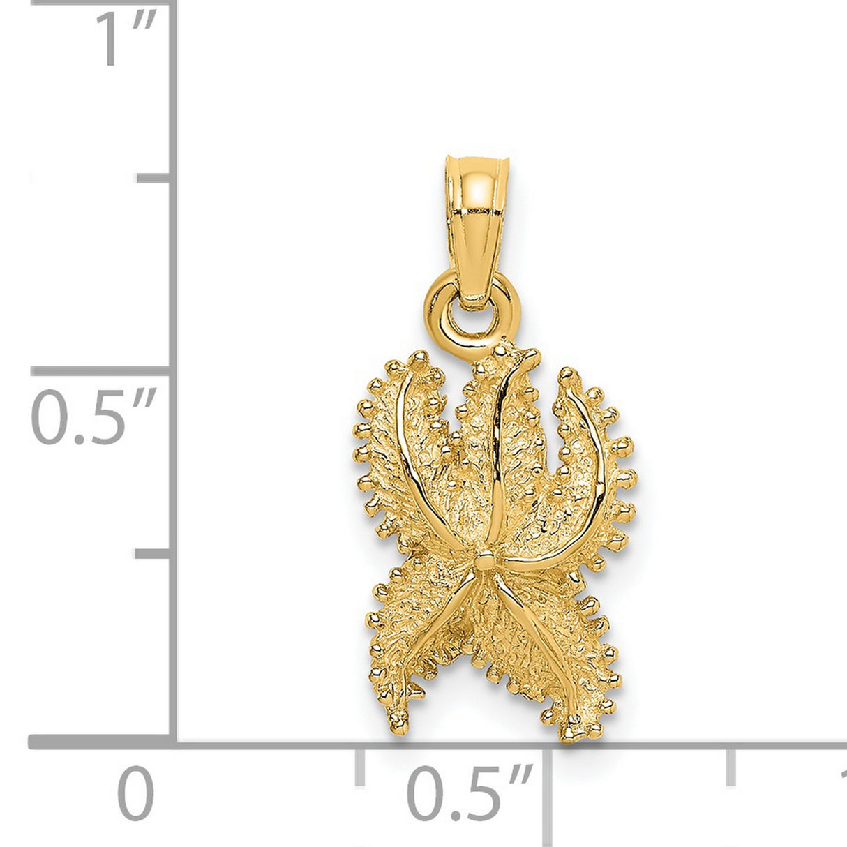 14k Yellow Gold Starfish Pendant Charm with Textured Detailing and Polished Finish