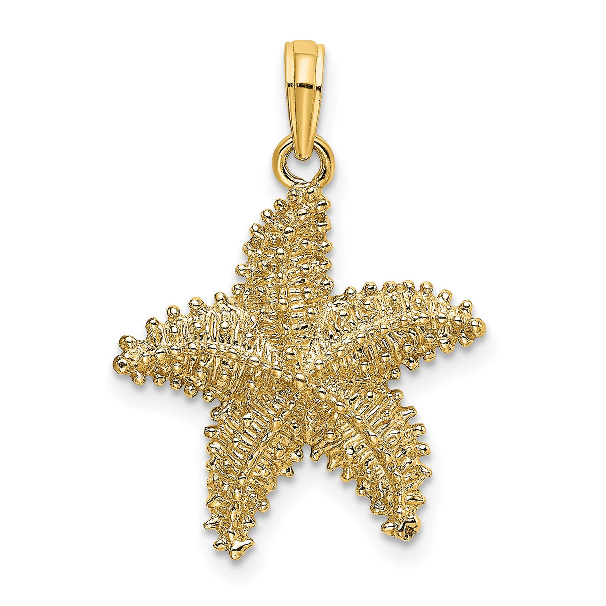 14k Yellow Gold Starfish Pendant, Realistic Textured Nautical Beach Charm for Women