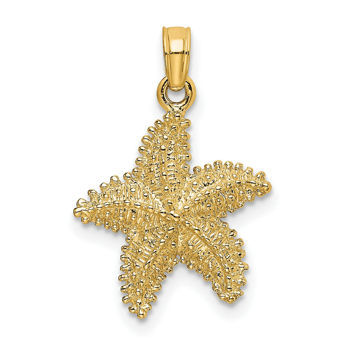 14k Yellow Gold Starfish Pendant with Textured Ocean Design, Nautical Coastal Charm for Women