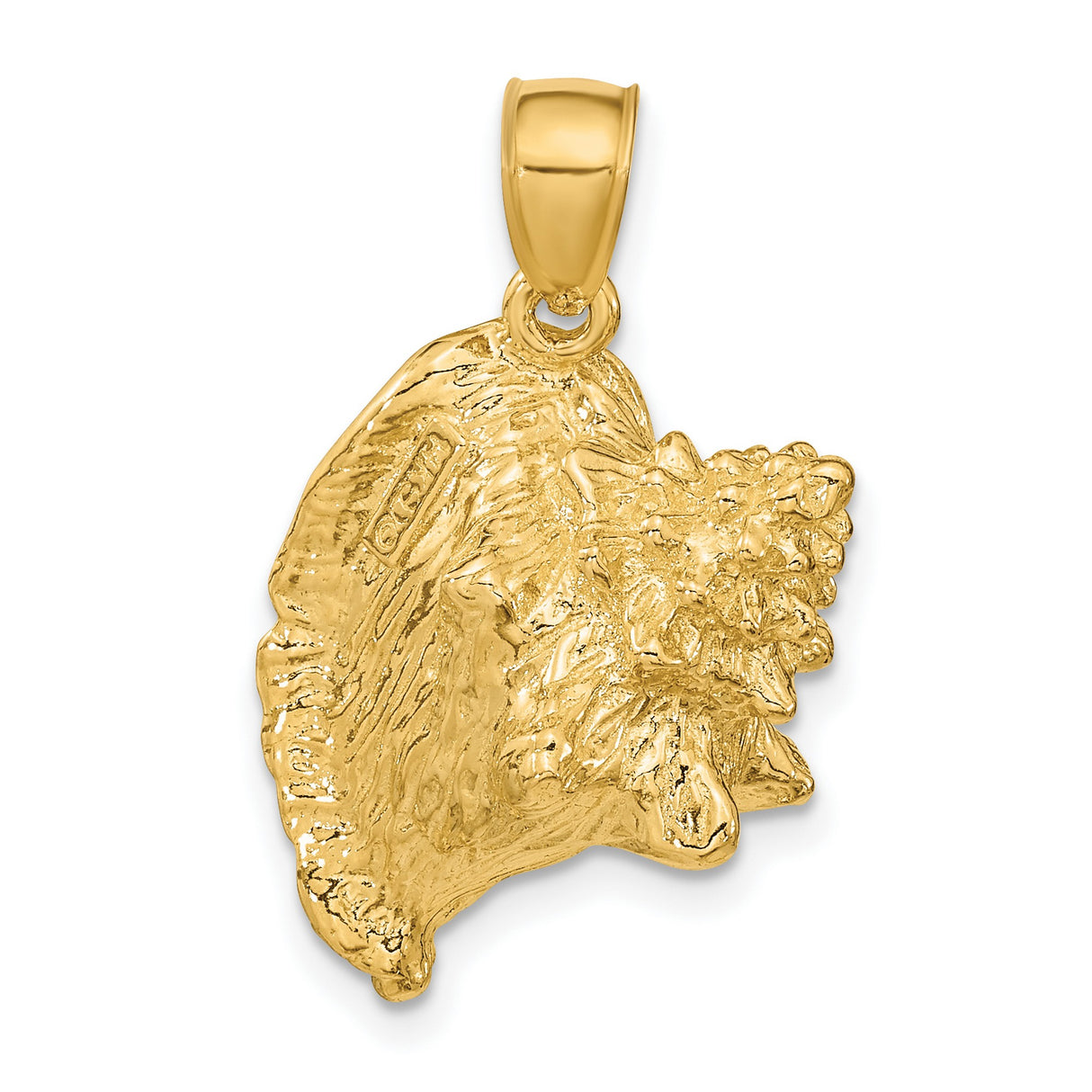 14k Yellow Gold Conch Shell Pendant, Realistic Nautical and Beach-Inspired Jewelry for Women or Unisex Wear