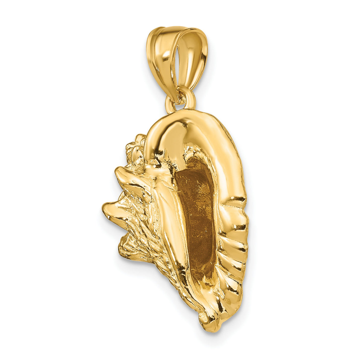 14k Yellow Gold Conch Shell Pendant, Realistic Nautical and Beach-Inspired Jewelry for Women or Unisex Wear