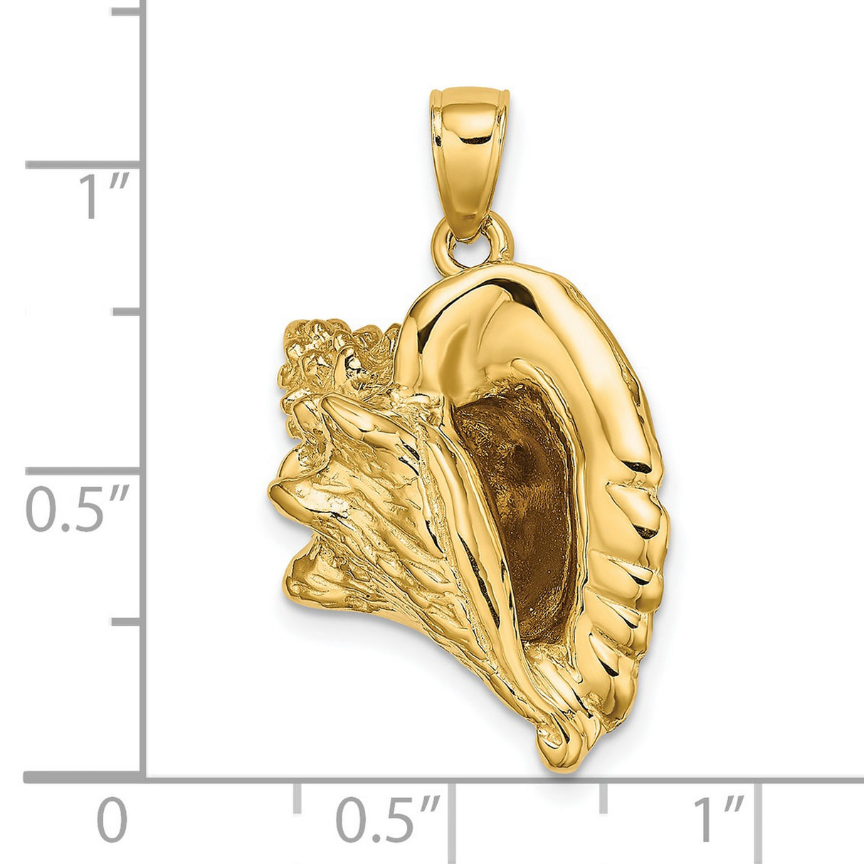 14k Yellow Gold Conch Shell Pendant, Realistic Nautical and Beach-Inspired Jewelry for Women or Unisex Wear