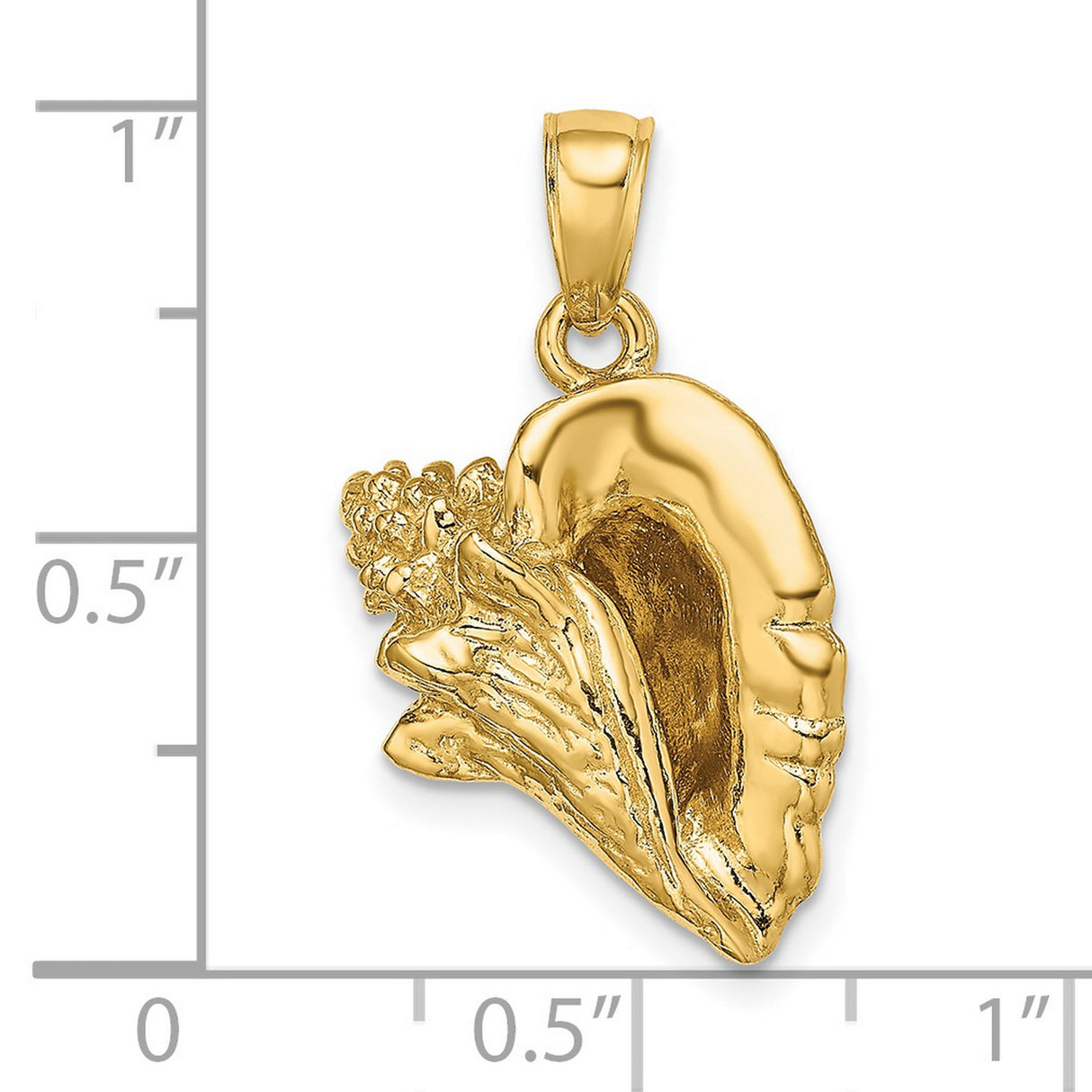 14k Yellow Gold Conch Shell Pendant, Nautical Beach Charm, Ocean-Inspired Jewelry