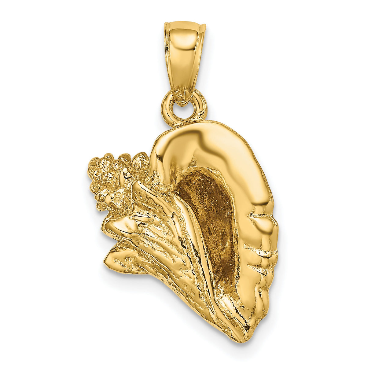 14k Yellow Gold Conch Shell Pendant, Nautical Beach Charm, Ocean-Inspired Jewelry