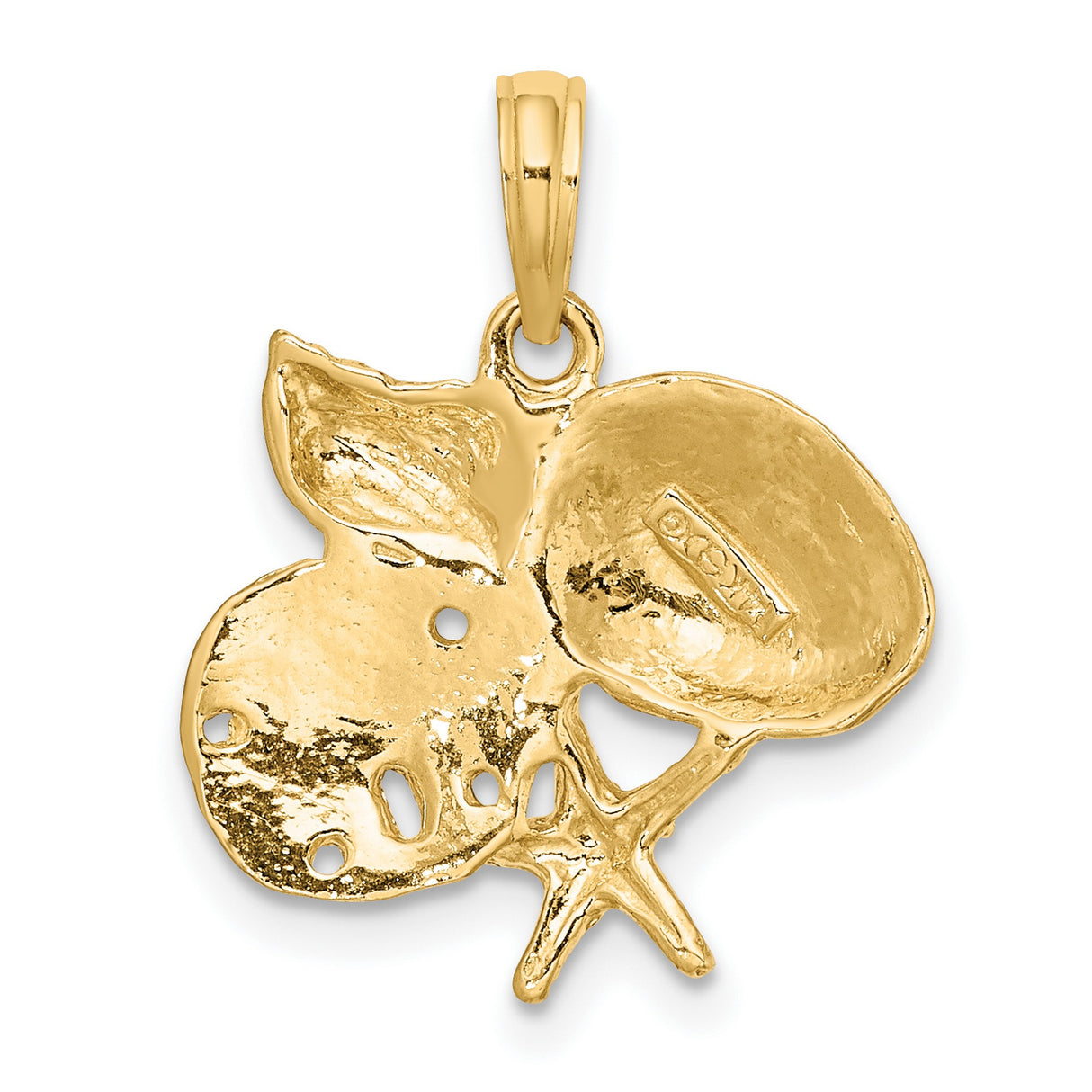 14k Yellow Gold Pendant with Starfish, Sand Dollar, Seashells, and Conch Shell