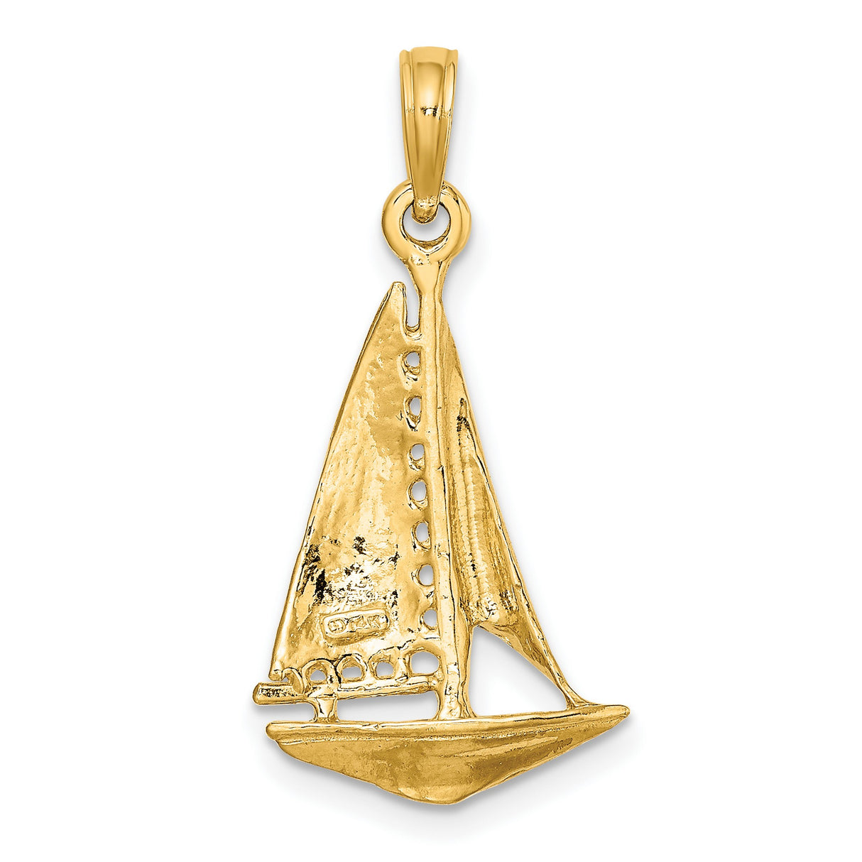 14k Yellow Gold Sailboat Pendant, Nautical Maritime Design for Women or Unisex