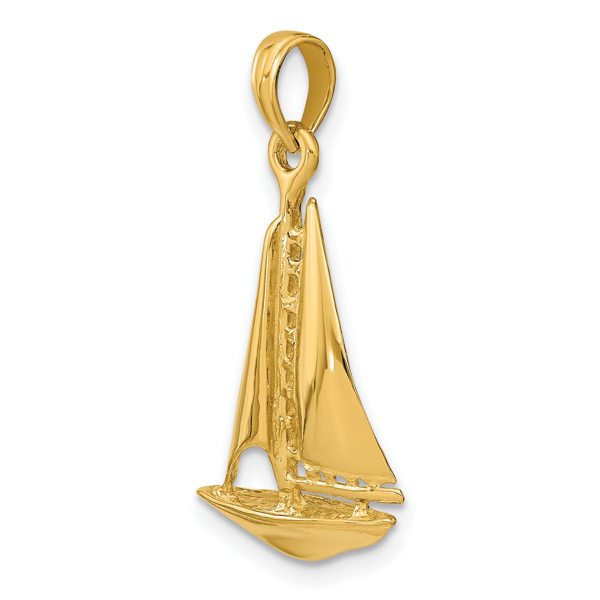 14k Yellow Gold Sailboat Pendant, Nautical Maritime Design for Women or Unisex