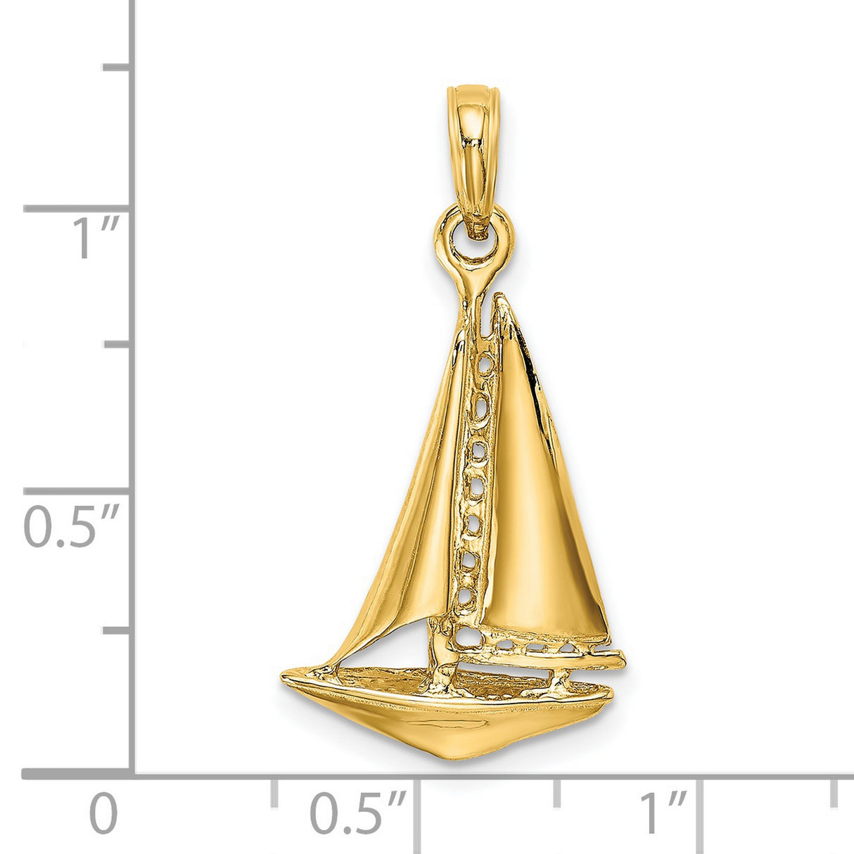 14k Yellow Gold Sailboat Pendant, Nautical Maritime Design for Women or Unisex