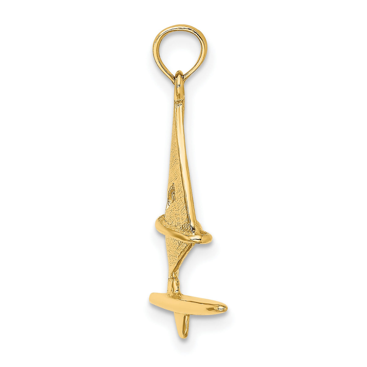 14k Yellow Gold Windsurfing Pendant with Detailed Sailboard Design, Nautical Ocean Jewelry