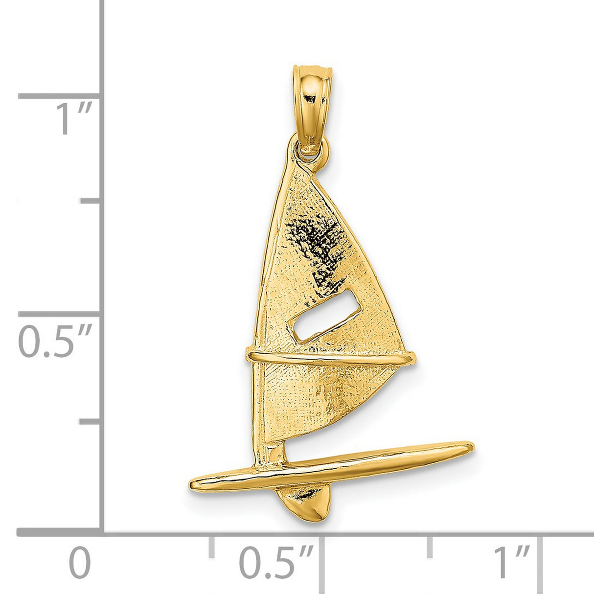 14k Yellow Gold Windsurfing Pendant with Detailed Sailboard Design, Nautical Ocean Jewelry