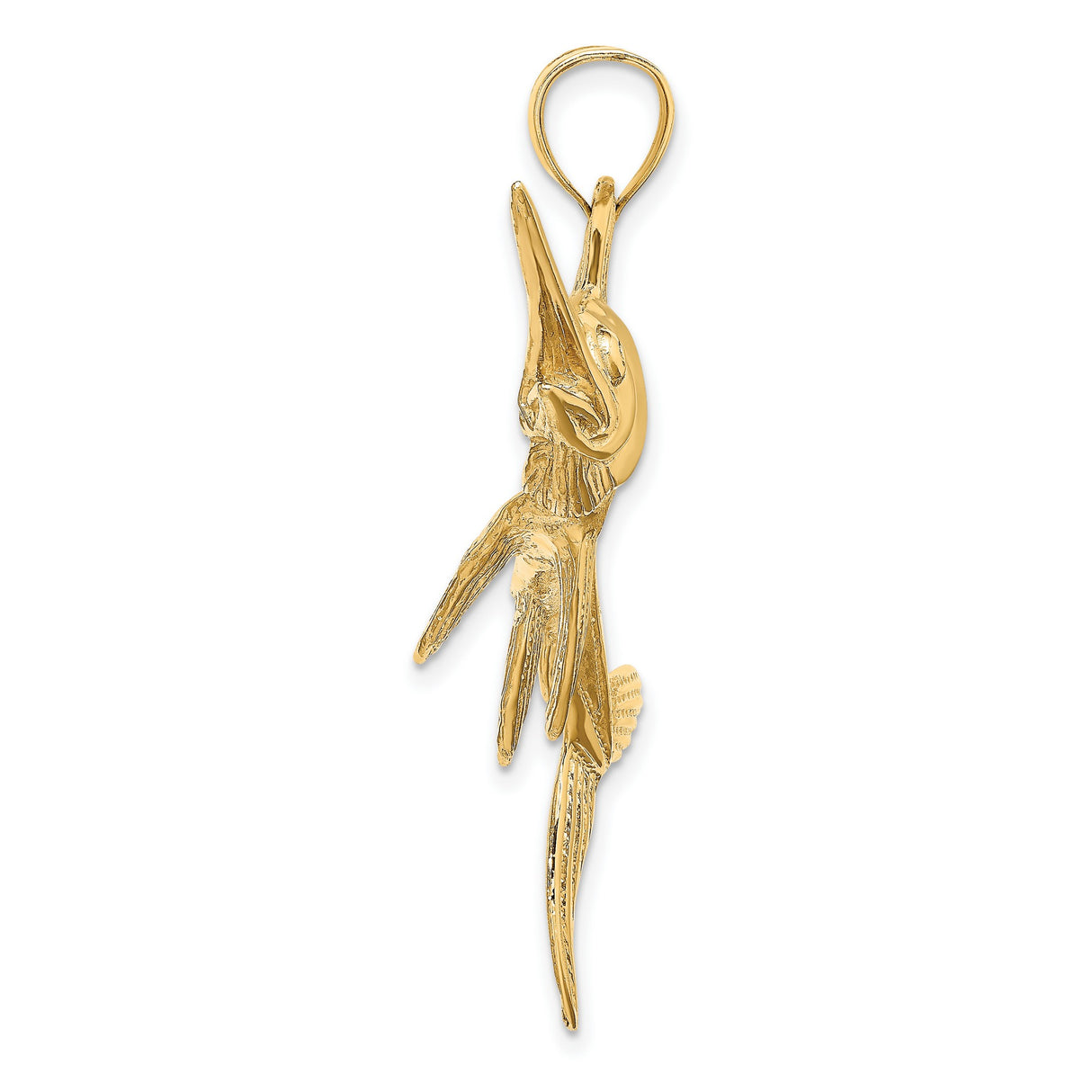 14k Yellow Gold Swordfish Pendant with Detailed Marlin Design, Nautical Ocean Life Charm