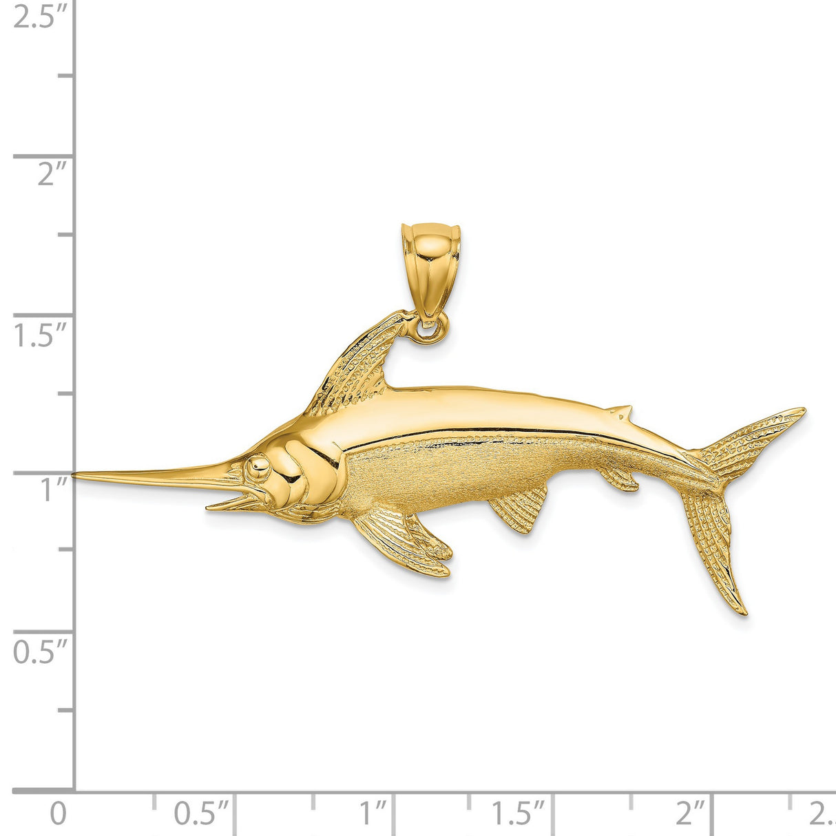 14k Yellow Gold Swordfish Pendant with Nautical Sea Life Design for Men or Unisex