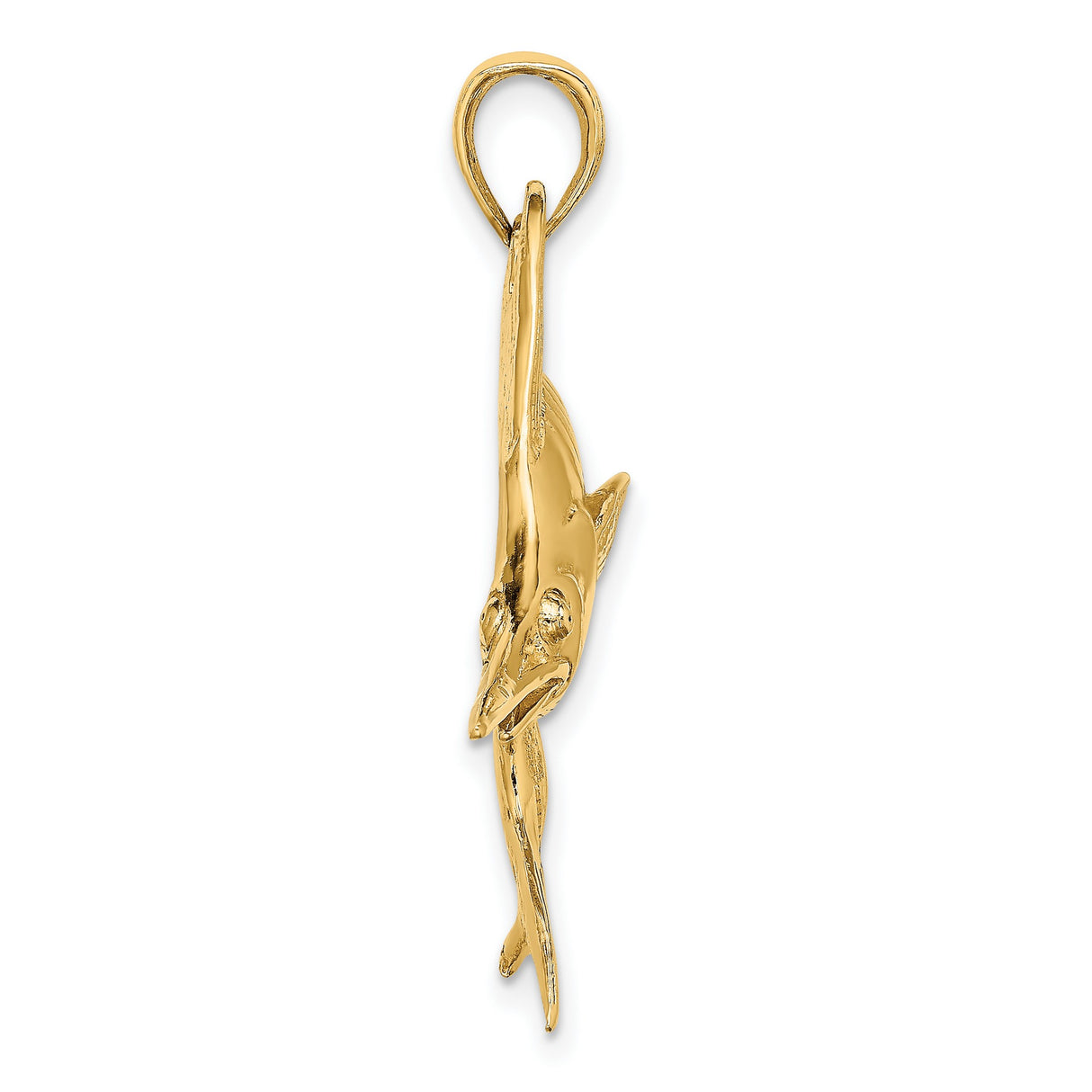 14k Yellow Gold Marlin Fish Pendant, Nautical Ocean Gamefish Jewelry for Men