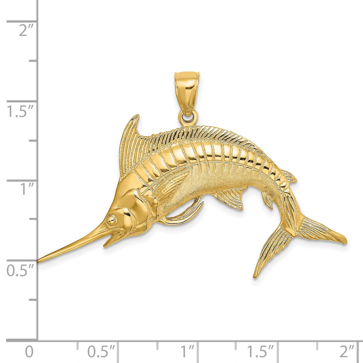 14k Yellow Gold Marlin Fish Pendant, Nautical Ocean Gamefish Jewelry for Men