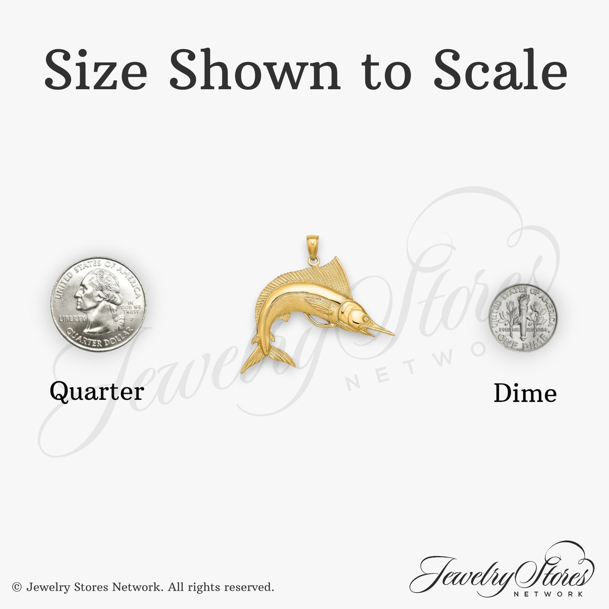 14k Yellow Gold Marlin Pendant, Realistic Sportfish Charm, Nautical Ocean Theme for Men or Unisex