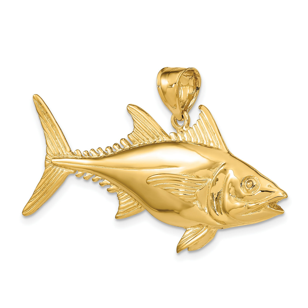 14k Yellow Gold Tuna Fish Pendant, Detailed Nautical Fishing and Ocean-Inspired Design