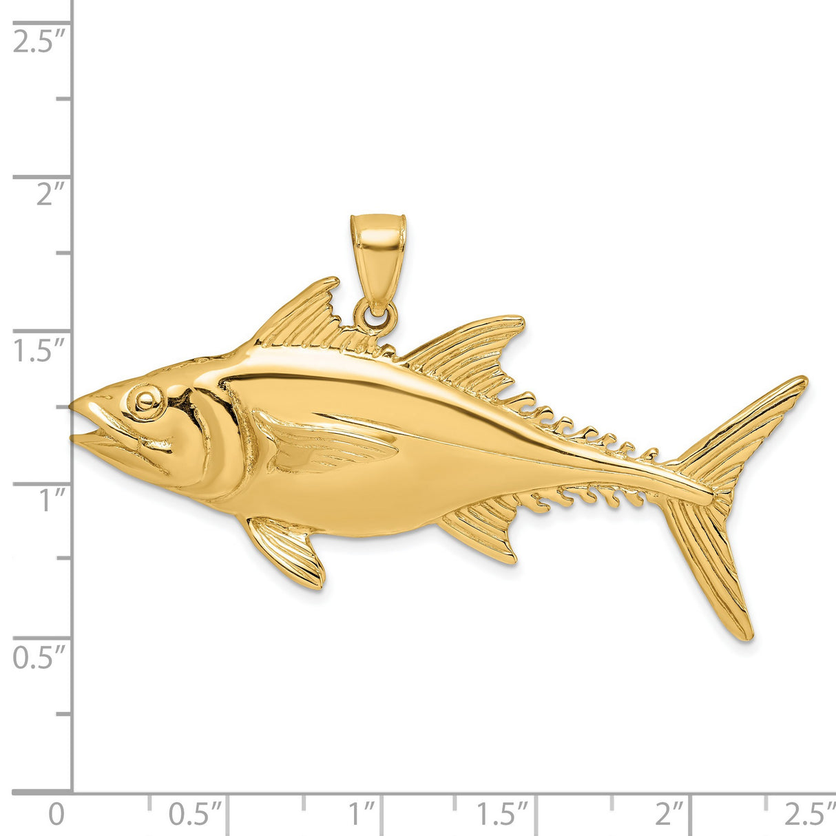 14k Yellow Gold Tuna Fish Pendant, Detailed Nautical Fishing and Ocean-Inspired Design