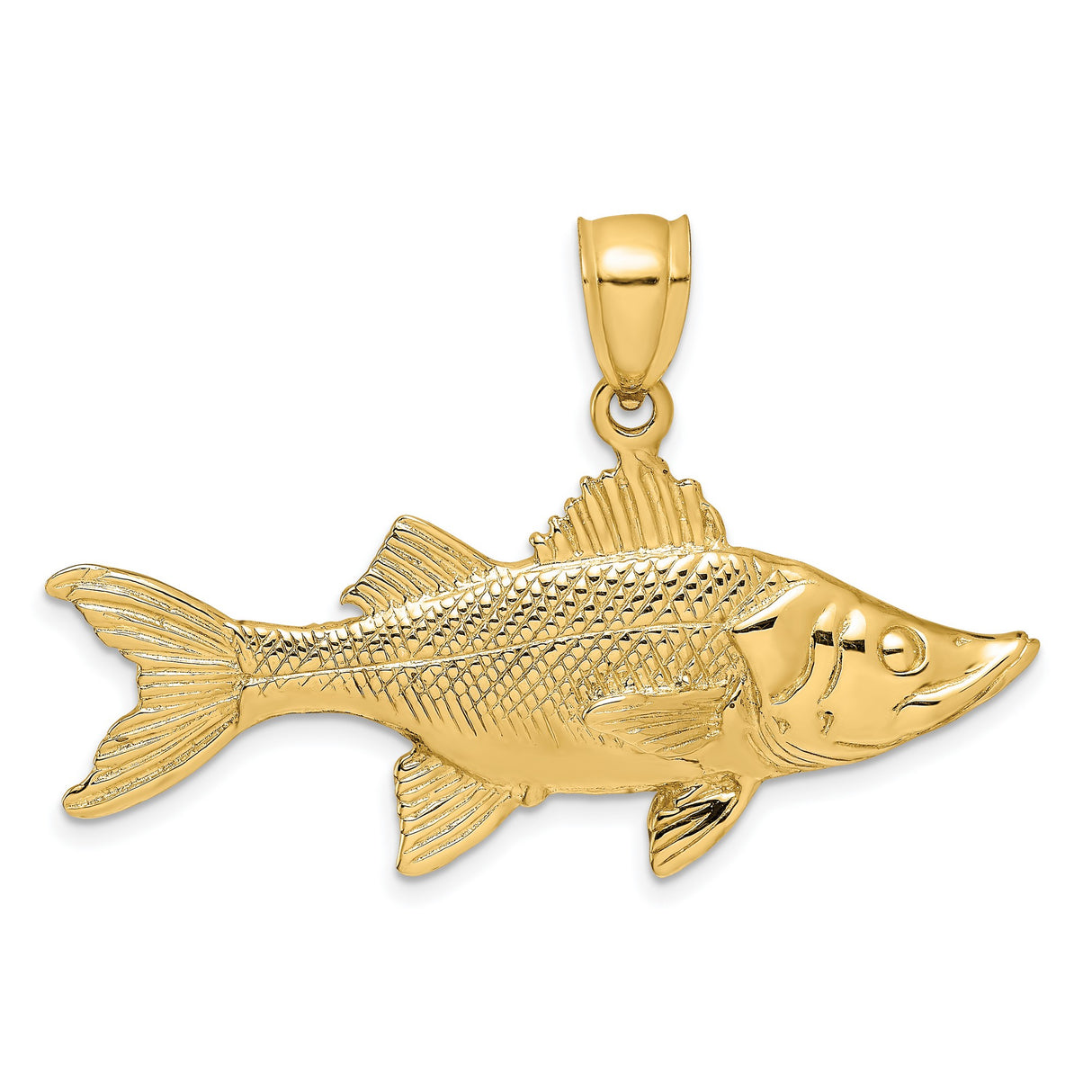 14k Yellow Gold Game Fish Pendant, Detailed Tarpon Charm for Men, Outdoor Lifestyle Jewelry