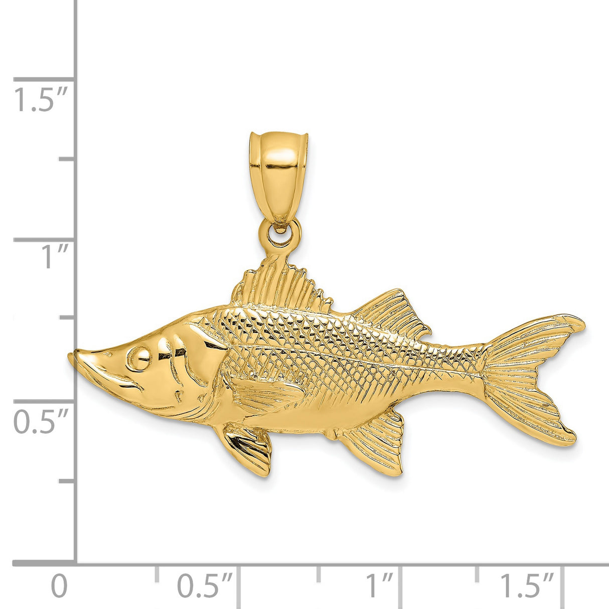 14k Yellow Gold Game Fish Pendant, Detailed Tarpon Charm for Men, Outdoor Lifestyle Jewelry