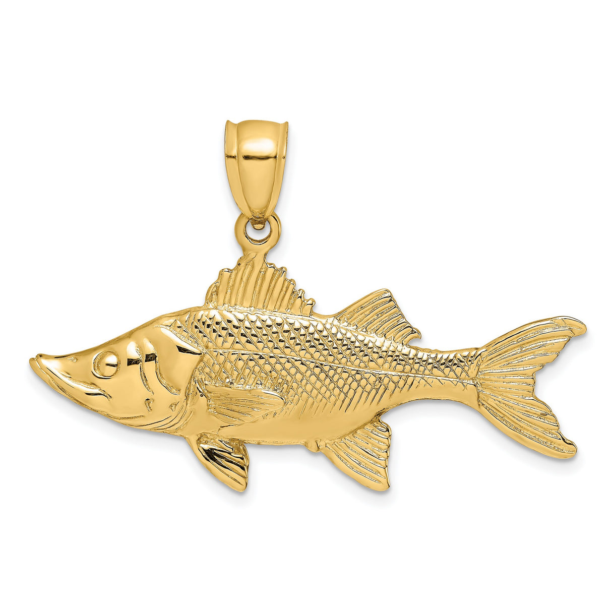 14k Yellow Gold Game Fish Pendant, Detailed Tarpon Charm for Men, Outdoor Lifestyle Jewelry