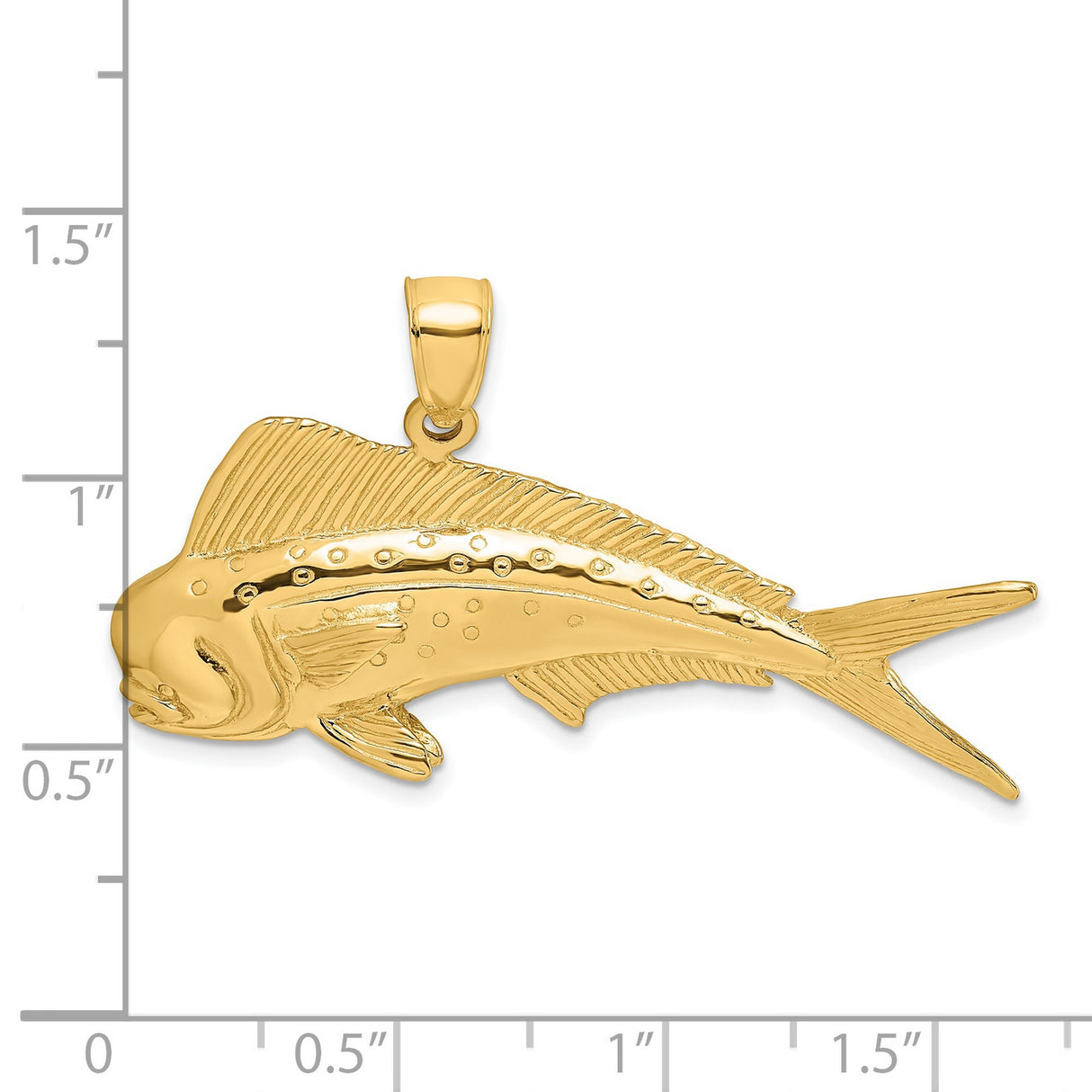 14k Yellow Gold Mahi-Mahi Fish Pendant, Nautical Ocean Theme for Men or Unisex